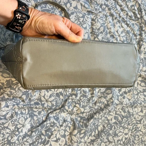 Coach Gray Signature Stitched Nylon/Leather Tote Bag - Picture 5 of 6